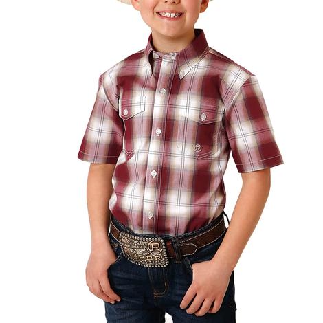 Roper Rust Plaid Short Sleeve Button-Down Boy's Shirt