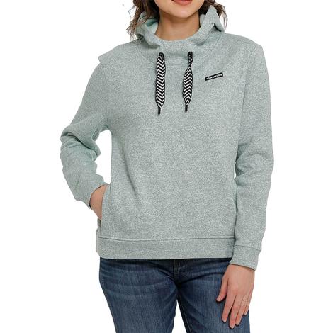 Cinch Heathered Mint French Terry Women's Hooded Sweater