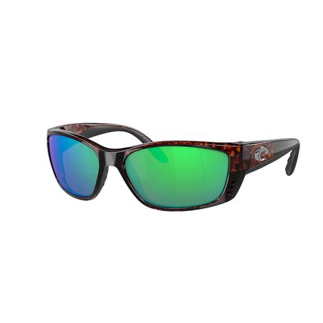 Costa Fisch Tortoise Frame Green Mirror Polarized Poly Lens Sunglasses 