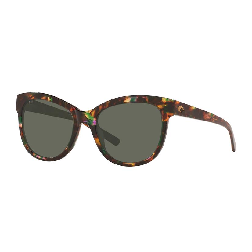  Costa Bimini Shiny Abalone Frame Gray Polariazed Glass Lens Sunglasses
