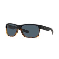Costa Half Moon Black and Shiny Tortoise Frame Gray Polarized Poly Lens Sunglasses