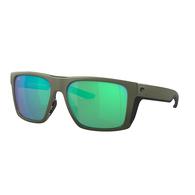 Costa Lido Steel Gray Metallic Frame Green Mirror Polarized Glass Lens Sunglasses  