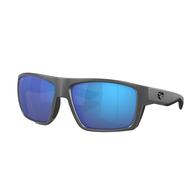 Costa Bloke Matte Gray Matte Black Frame Blue Mirror Polarized Glass Lens Sunglasses 