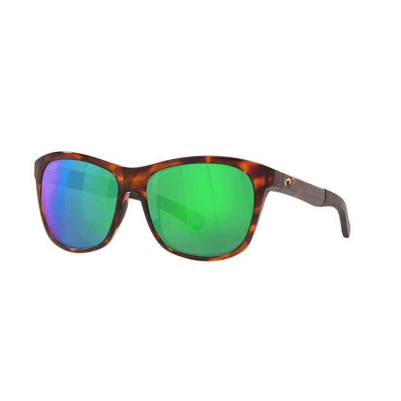  Costa Vela Tortoise Frame Green Mirror Polarized Poly Lens Sunglasses