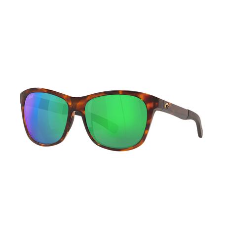 Costa Vela Tortoise Frame Green Mirror Polarized Poly Lens Sunglasses 
