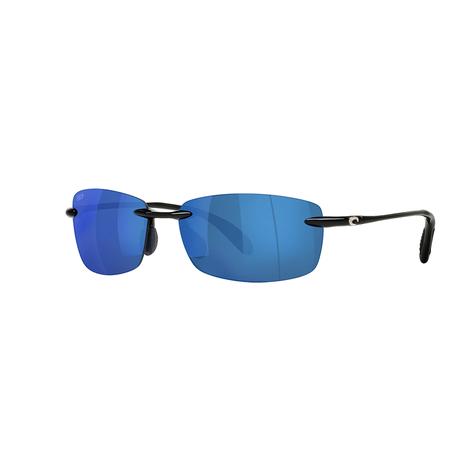 Costa Ballast Shiny Black Frame Blue Birror Polarized Poly Lens Men's Sunglasses