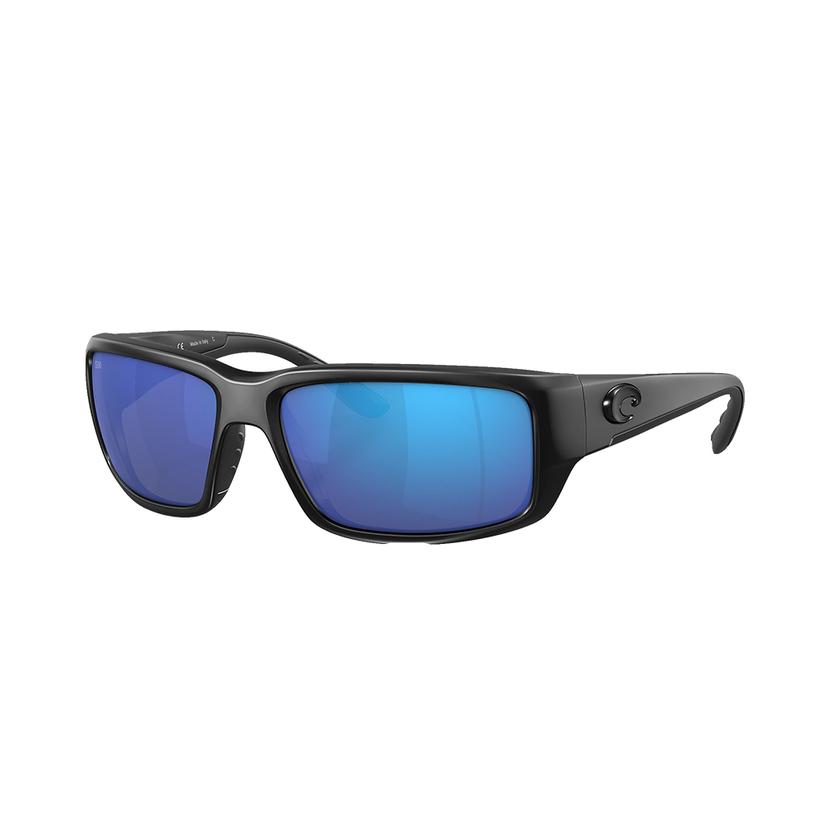  Costa Fantail Blackout Frame Blue Mirror Polarized Glass Lens Men's Sunglasses