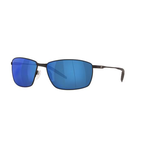Costa Turret Matte Dark Gunmetal Frame Blue Mirror Polarized Poly Lens Men's Sunglasses