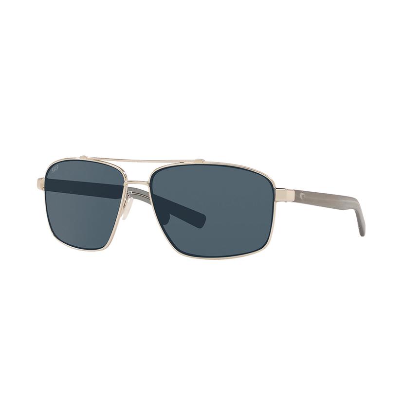  Costa Flager Silver Frame Gray Polarized Polycarbonate Lens Men's Sunglasses
