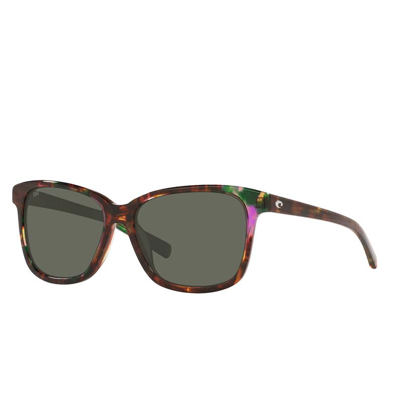  Costa May Shiny Abalone Frame Gray Polarized Glass Lens Sunglasses