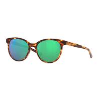 Costa Isla Shiny Tortoise Frame Green Mirror Polarized Glass Lens Women's Sunglasses