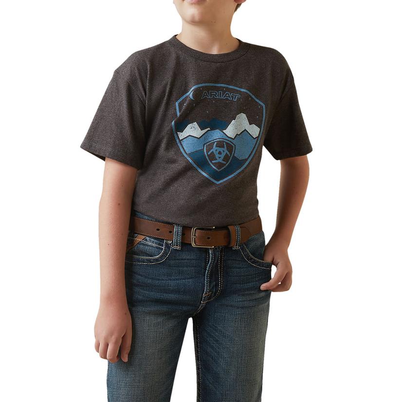  Ariat Logoscape Black Graphic Boy's T- Shirt