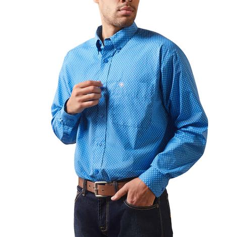 Ariat Casual Series Blue Printed Long Sleeve Buttondown Men's Shirt