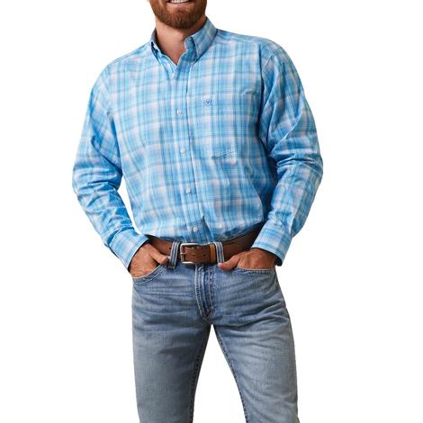 Ariat Pro Series Blue Plaid Buttondown Long Sleeve Men's Shirt