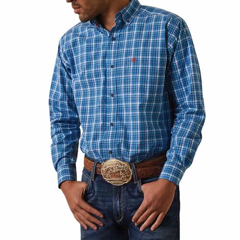 Ariat Blue Plaid Pro Series Long Sleeve Button-Down Men's Shirt