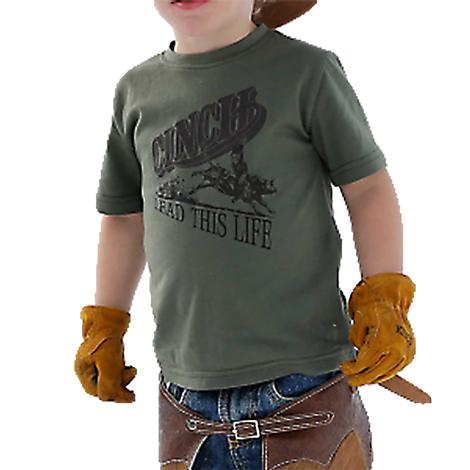 Cinch Olive Short Sleeve Cowboy and Bull Graphic Toddler Boys Tee