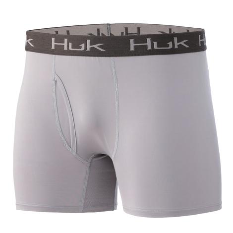 Huk Overcast Grey Solid Men's Boxer Briefs - Xtra-Small