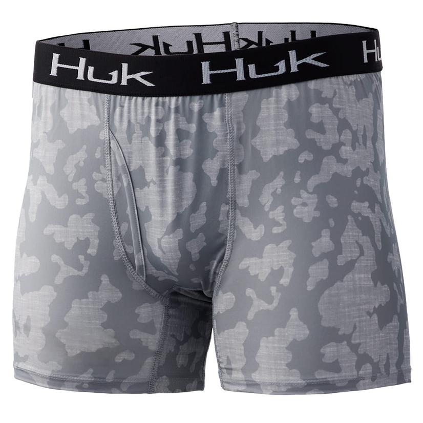  Huk Overcast Grey Running Lakes Men's Boxer Briefs - Xtra- Small