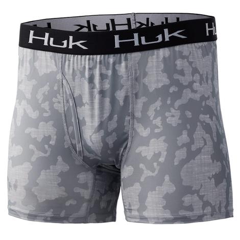 Huk Overcast Grey Running Lakes  Men's Boxer Briefs - Xtra-Small