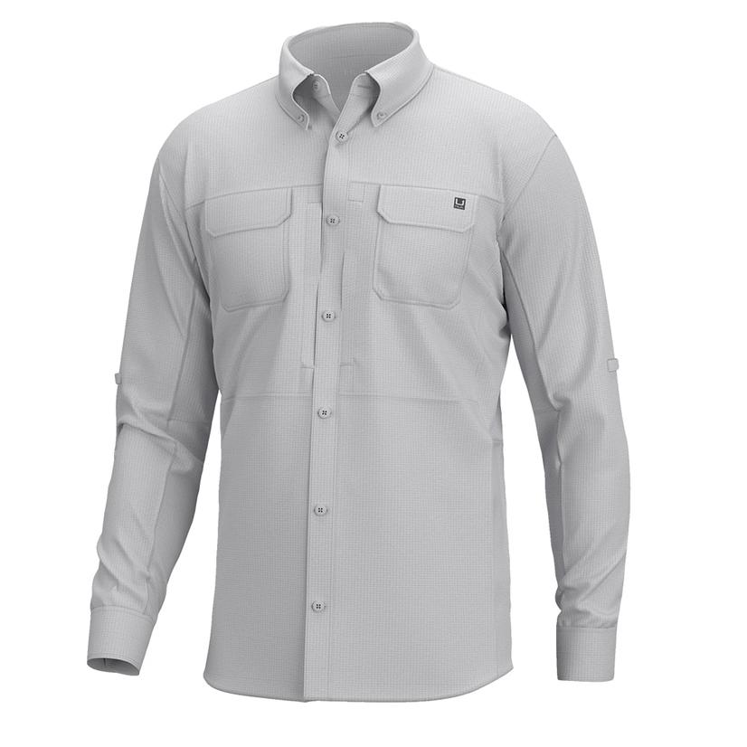  Huk Overcast Grey A1a Woven Men's Shirt - Xtra- Small