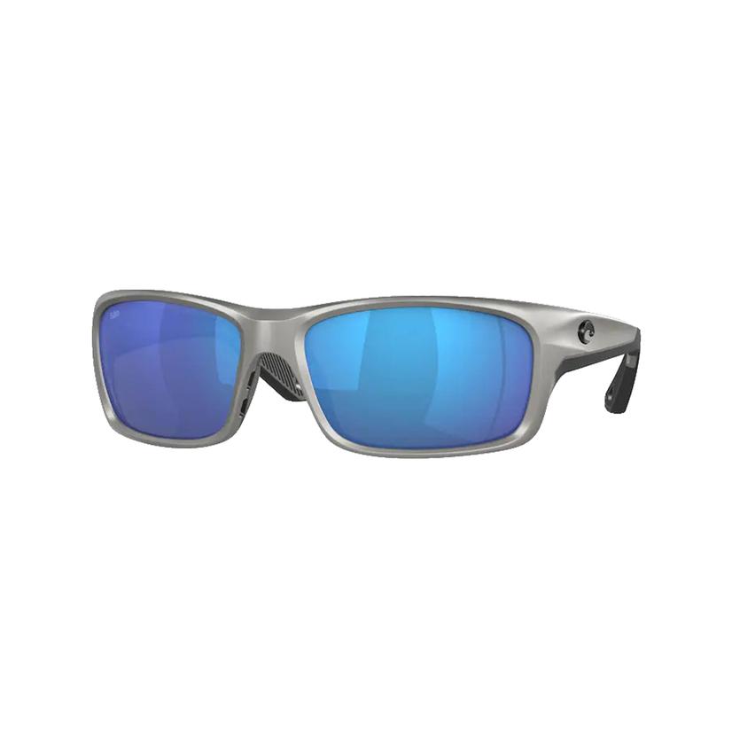  Costa Jose Pro Silver Metallic Frame Blue Mirror Glass Lens Men's Sunglasses