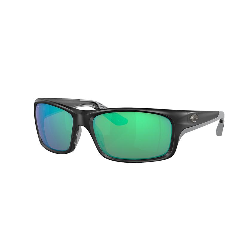  Costa Jose Pro Matte Black Frame Green Mirror Polarized Glass Lens Men's Sunglasses