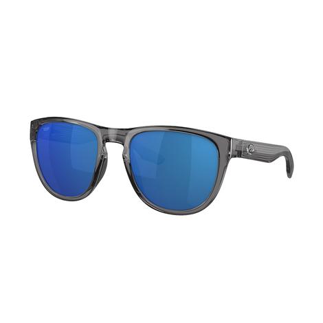 Costa Irie Gray Crystal Frame Blue Mirror Polarized Poly Lens Men's Sunglasses