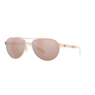 Costa Fernandina Rose Gold Frame Copper Silver Mirror Polarized Poly Lens Women's Sunglasses 