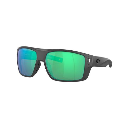 Costa Diego Matte Gray Frame Green Mirror Polarized Glass Lens Men's Sunglasses 