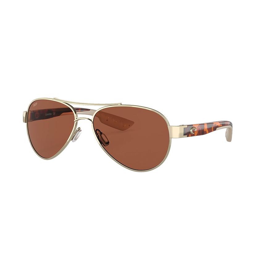  Costa Loreto Rose Gold Frame Copper Polarized Poly Lens Women's Sunglasses