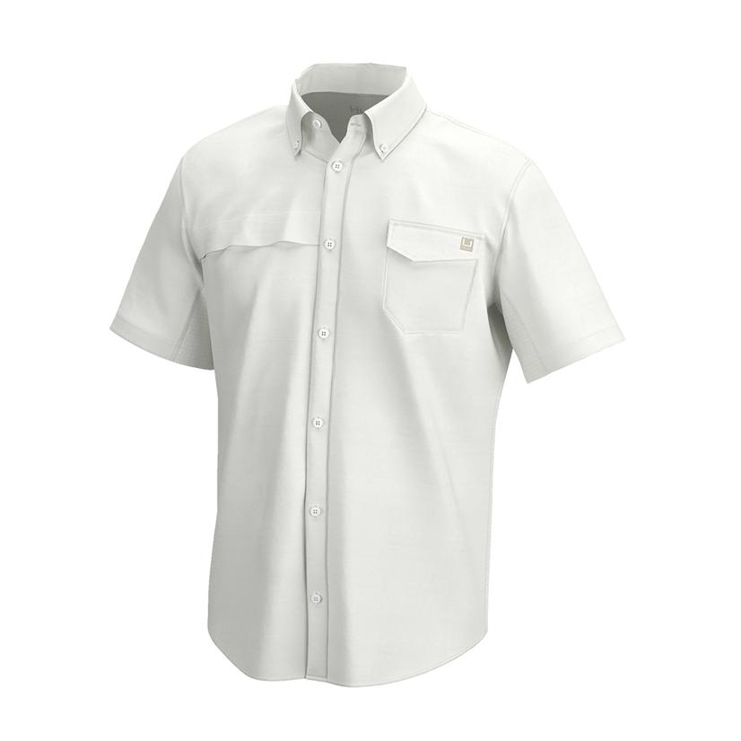  Huk White Tide Point Short Sleeve Men's Shirt