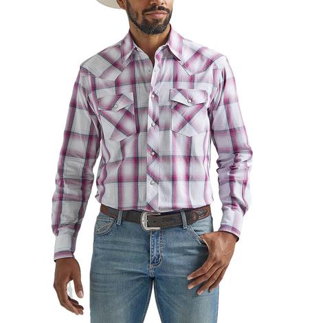 Wrangler 20X Pink Competition Advanced Comfort Long Sleeve Men's Shirt