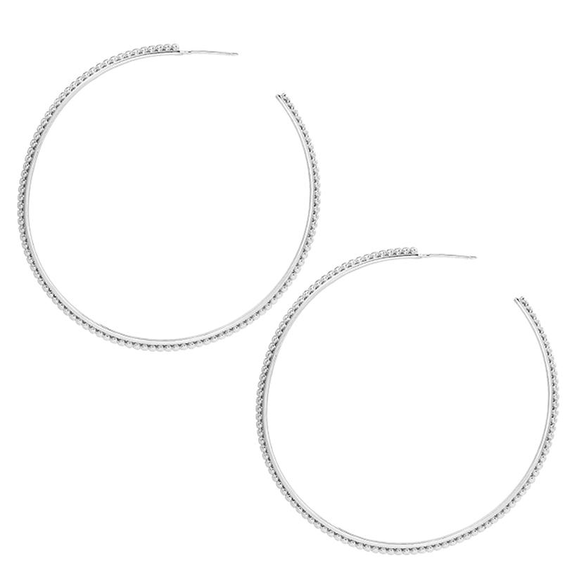  Natalie Wood Jewelry Silver Large Beaded Hoop Earrings
