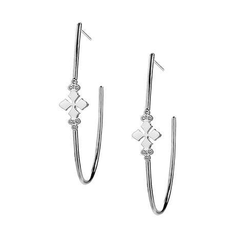 Natalie Wood Jewerly Believer Cross Hoop Silver Earrings