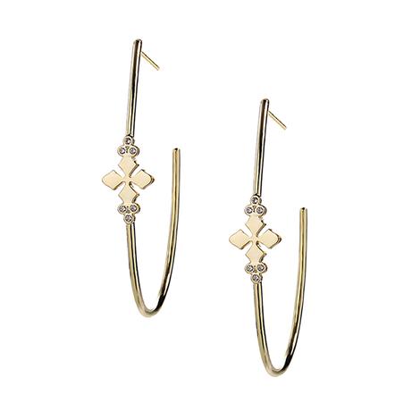 Natalie Wood Jewerly Believer Cross Hoop Gold Earrings