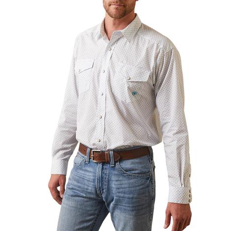 Ariat Casual Series Kaine White Men's Snap Long Sleeve Shirt