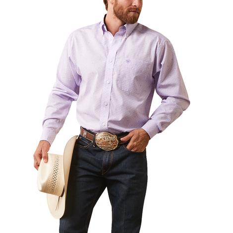 Ariat Wrinkle Free Flynn Men's Lavender Long Sleeve Shirt