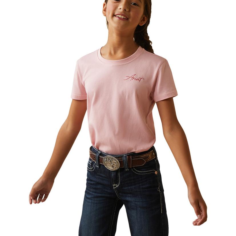  Ariat R.E.A.L Coral Blush Cool Cow Girls T- Shirt