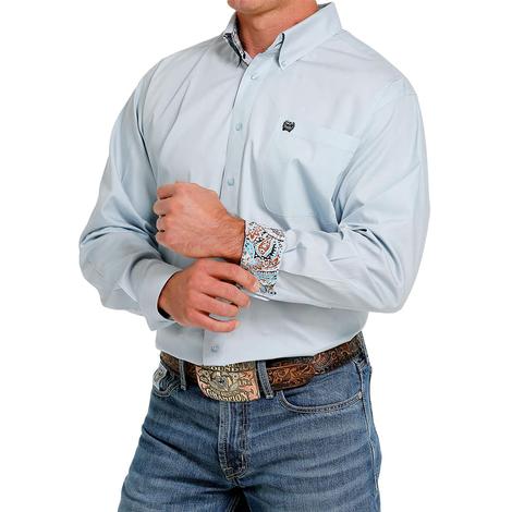 Cinch Blue Long Sleeve Button-Down Men's Shirt