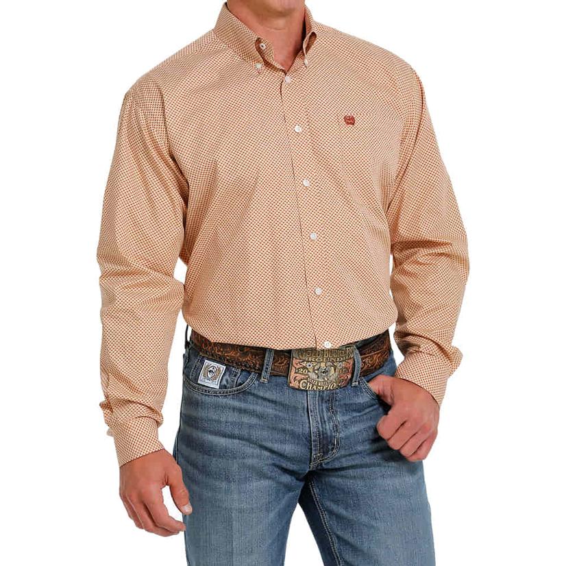  Cinch Khaki Printed Long Sleeve Button- Down Men's Shirt