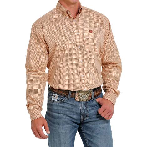 Cinch Khaki Printed Long Sleeve Button-Down Men's Shirt