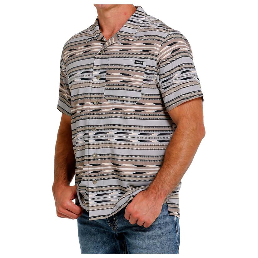  Cinch Camp Collection Gray Short Sleeve Button- Down Men's Shirt