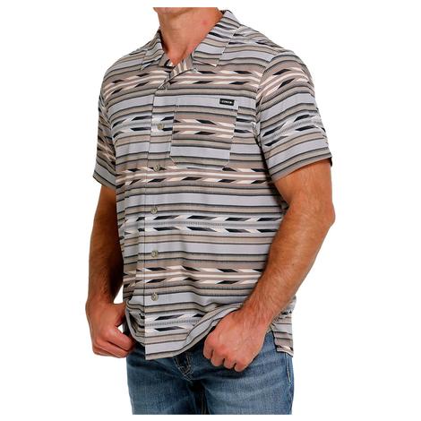 Cinch Camp Collection Gray Short Sleeve Button-Down Men's Shirt