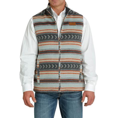 Cinch Poly Wool Twill Aztec Men's Zip Vest