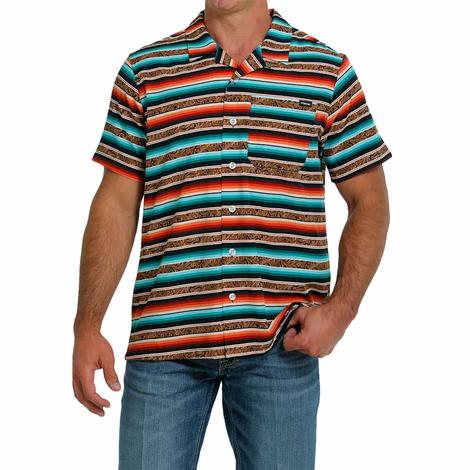 Cinch Camp Collection Striped Short Sleeve Button-Down Men's Shirt