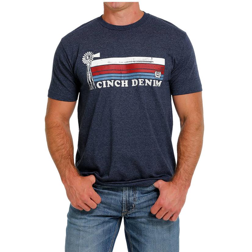  Cinch Logo Navy Short Sleeve Men's T- Shirt