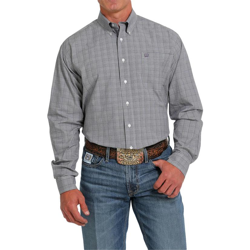  Cinch Classic Fit Plaid Long Sleeve Button- Down Men's Shirt