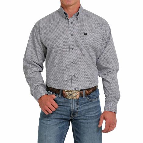 Cinch Classic Gray Print Long Sleeve Button-Down Men's Shirt