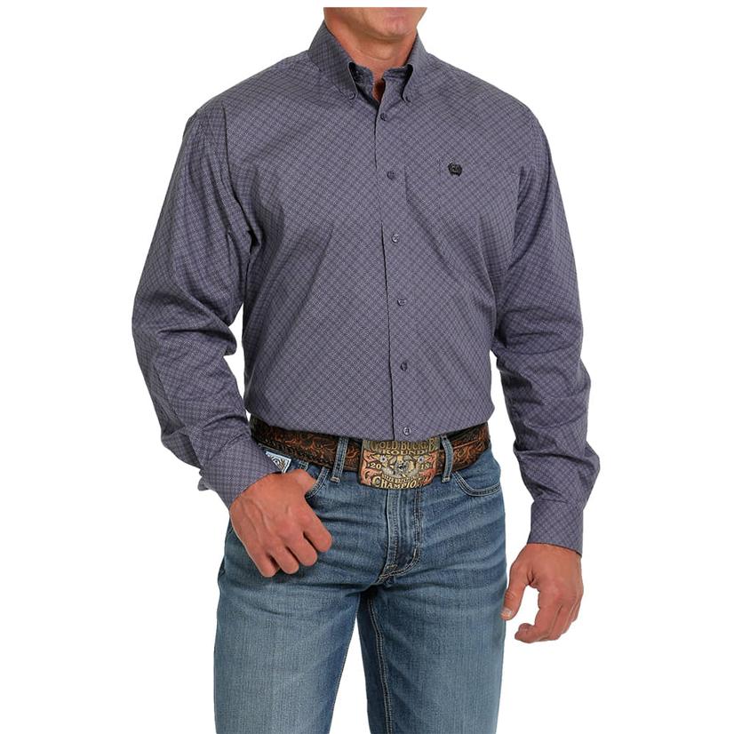  Cinch Classic Fit Printed Long Sleeve Button- Down Purple Men's Shirt