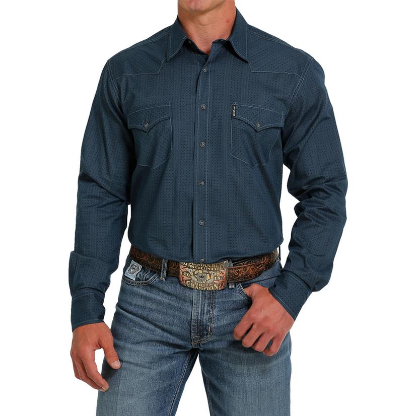  Cinch Modern Fit Navy Long Sleeve Snap Men's Shirt